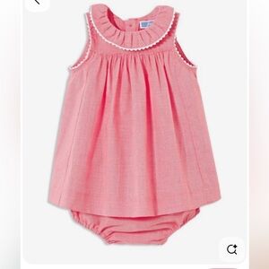 NWT Jacadi Baby Girl Red Gingham Dress + Bloomers Set 3M